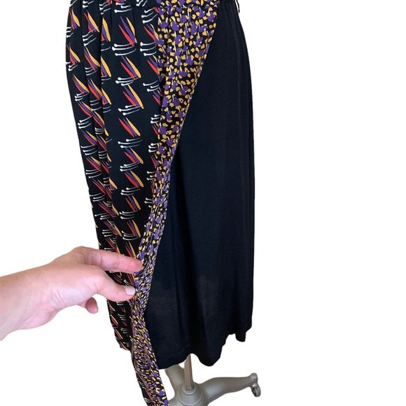 Vintage 70s 80s Contempo Casuals Graphic Print Wrap Rayon Dress - Picture 4 of 12